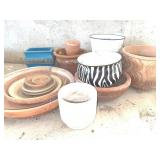 Terra Cotta Ceramic and Metal Planters Group
