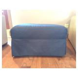Navy Upholstered Ottoman with Skirt