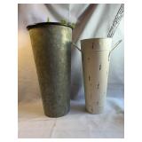 Metal Floral Buckets with Faux Green