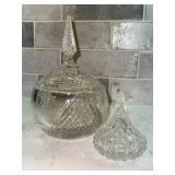 Cut Glass Crystal Covered Candy Dishes 2 Pcs