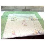 Handmade Embroidered Nursery Rhyme Crib Quilt