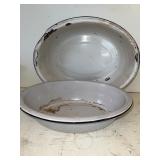 White Enamel Oval Serving Basins