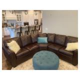 Brown Leather Sectional Sofa With Nailhead Trim