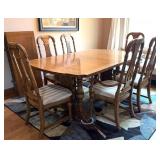 Oak Dining Table With 6 Chairs and Leaf