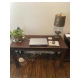 Dark Wood Writing Desk With Three Drawers