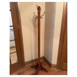 Wooden Hall Tree Coat Rack with Brass Hooks