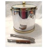 Shelton-Ware Chrome Ice Bucket with Tongs