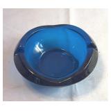 Blue Glass Ashtray, 5 Inch Diameter