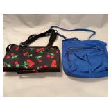 2 Bags: Blue NYLON Crossbody & Cherry-