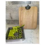 Mud Pie Wood Board and Metal Tray Set