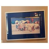 Framed Beach Umbrellas and Bicycles Print