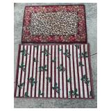 Two Wool Leopard and Holly Motif Accent Rugs
