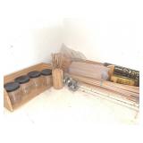 Wooden Craft Supplies and Plastic Jar Lot