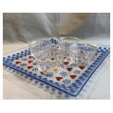 Heart and Flower Glass Plate With 4 Ramekins