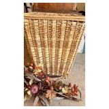 Wicker Lidded Hamper and Fall Floral Decor
