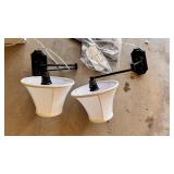 Pair Black Metal Swing Arm Wall Sconce Lamps