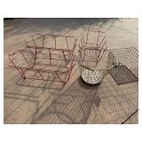 Vintage Wire and Metal Baskets Lot of 4