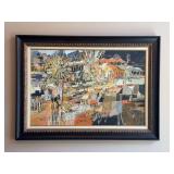 Framed Carnival Scene Painting Signed Smith