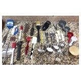 Kitchen Utensil and Gadget Lot with Wood Caddy