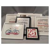 Seven Framed Seasonal and Holiday Prints