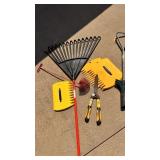 Garden Tool Lot Rake Shears and Leaf Scoops