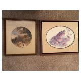 Framed Quail Print and Landscape Art Pair