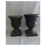 Pair Neoclassical Resin Urn Planters