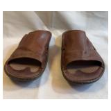 Born Brown Leather Slide Sandals Size 11