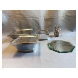 Silver-Tone Decor Lot Mirror Rabbit Containers