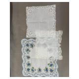 Three Cotton and Lace Handkerchiefs