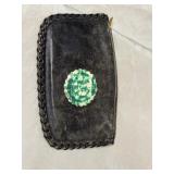 Black Genuine Leather Zip Coin Pouch