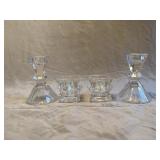 Four Clear Glass Candle Holders