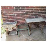 Wicker Tile-Top Table and Metal Tables Lot
