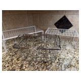 Wire Shelf Risers and Chrome Storage Basket