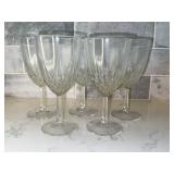 5 Pressed Glass Wine Goblets