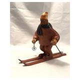 Hand-Carved Wooden Skier Figure