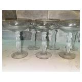 Frosted Nude Stem Crystal Coupe Glasses Set 6