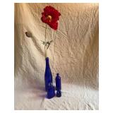 Four Cobalt Blue Glass Bottles