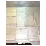 Monogrammed Damask Linen Guest Towels, 9 Pcs