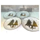 4 Better Homes Gold Tree Holiday Plates