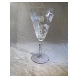 Etched Floral Crystal Wine Glass 6.25 In