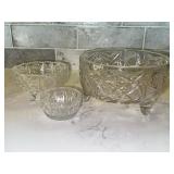 Cut Glass Footed Bowl and Pressed Bowls, 3-Pc
