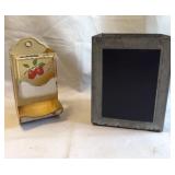 Galvanized Chalkboard Box and Tin Match Holder