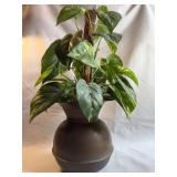Brass Pot with Artificial Pothos Plant