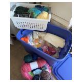 Large Mixed Yarn Lot in Tote and Basket