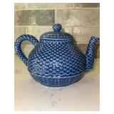 Bordallo Pinheiro Blue Basketweave Teapot