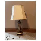 Brass Table Lamp With Octagonal Beige Shade