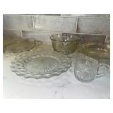 Clear Pressed Glass Bowls Plate and Creamer