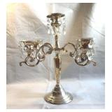 International Silver Candelabra With Crystal Drops