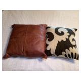 Leather and Patterned Throw Pillows